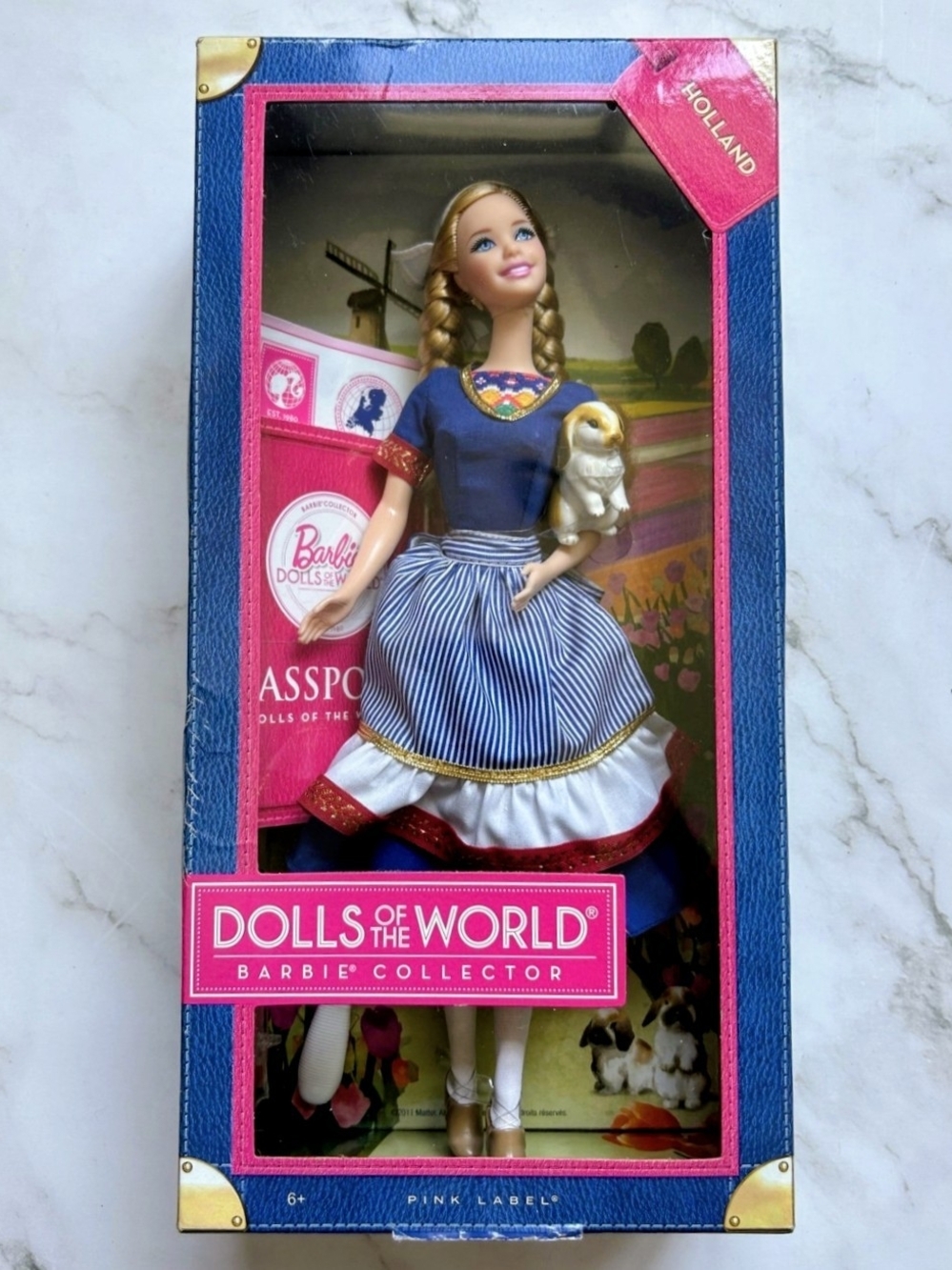 Mattel Barbie Dolls of the World Holland Doll - Blue, White, Pink, Gold